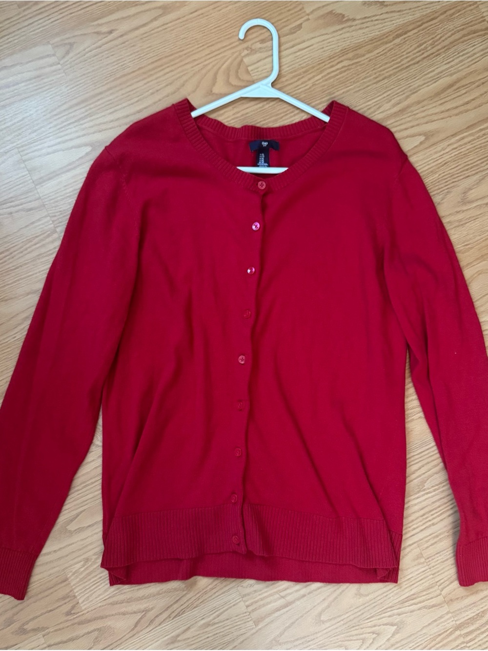 Classic Red Button-Front Women's Sweater - XL